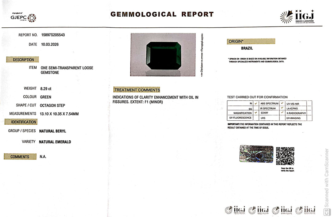 8.29/CT Natural Panna Stone with Govt. Lab Certificate-15897S205543