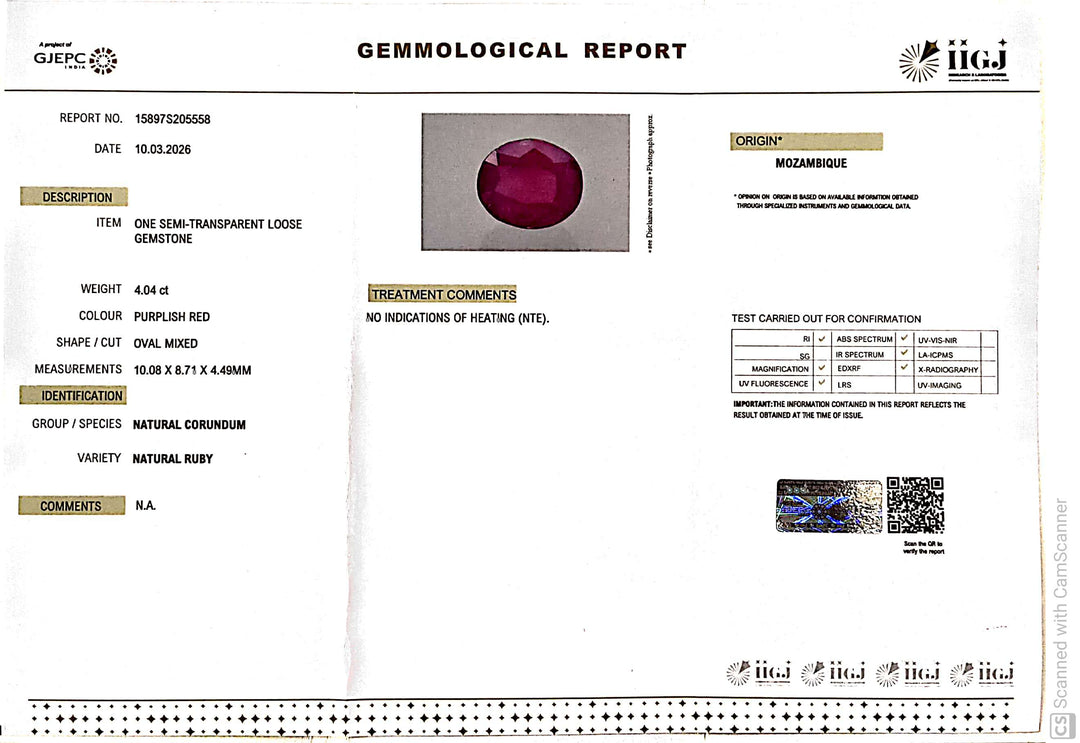 4.04/CT Natural Ruby Stone with Govt. Lab Certificate-15897S205558