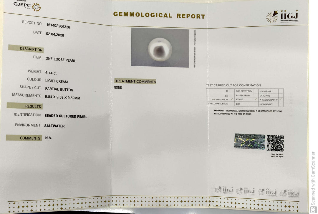 6.44/CT Natural South Sea Pearl With Lab Certificate-16140S206326