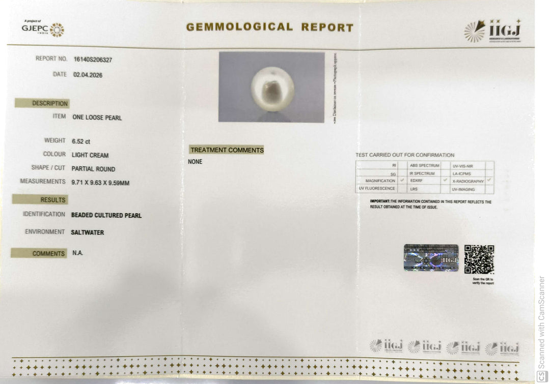 6.52/CT Natural South Sea Pearl With Lab Certificate-16140S206327