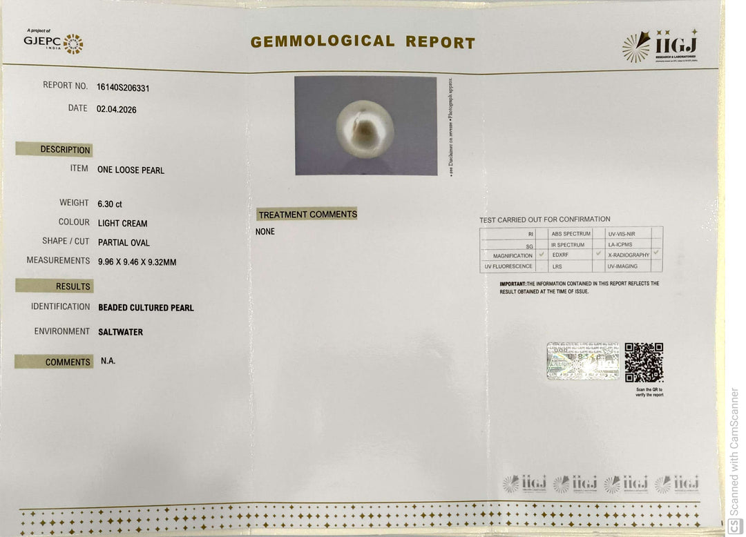 6.3/CT Natural South Sea Pearl With Lab Certificate-16140S206331