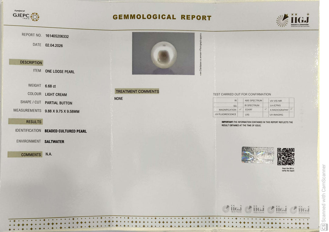 6.68/CT Natural South Sea Pearl With Lab Certificate-16140S206332