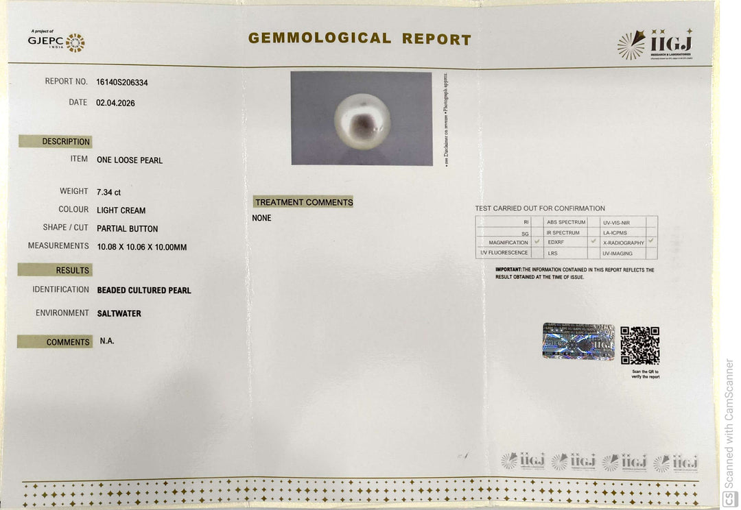7.34/CT Natural South Sea Pearl With Lab Certificate-16140S206334