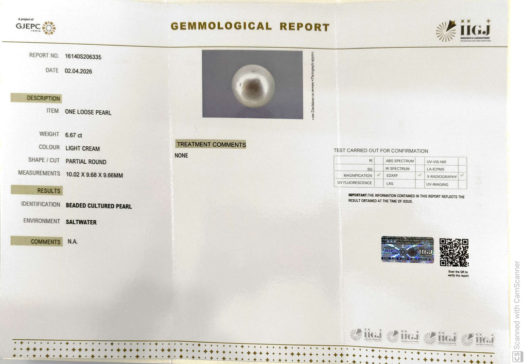 6.67/CT Natural South Sea Pearl With Lab Certificate-16140S206335