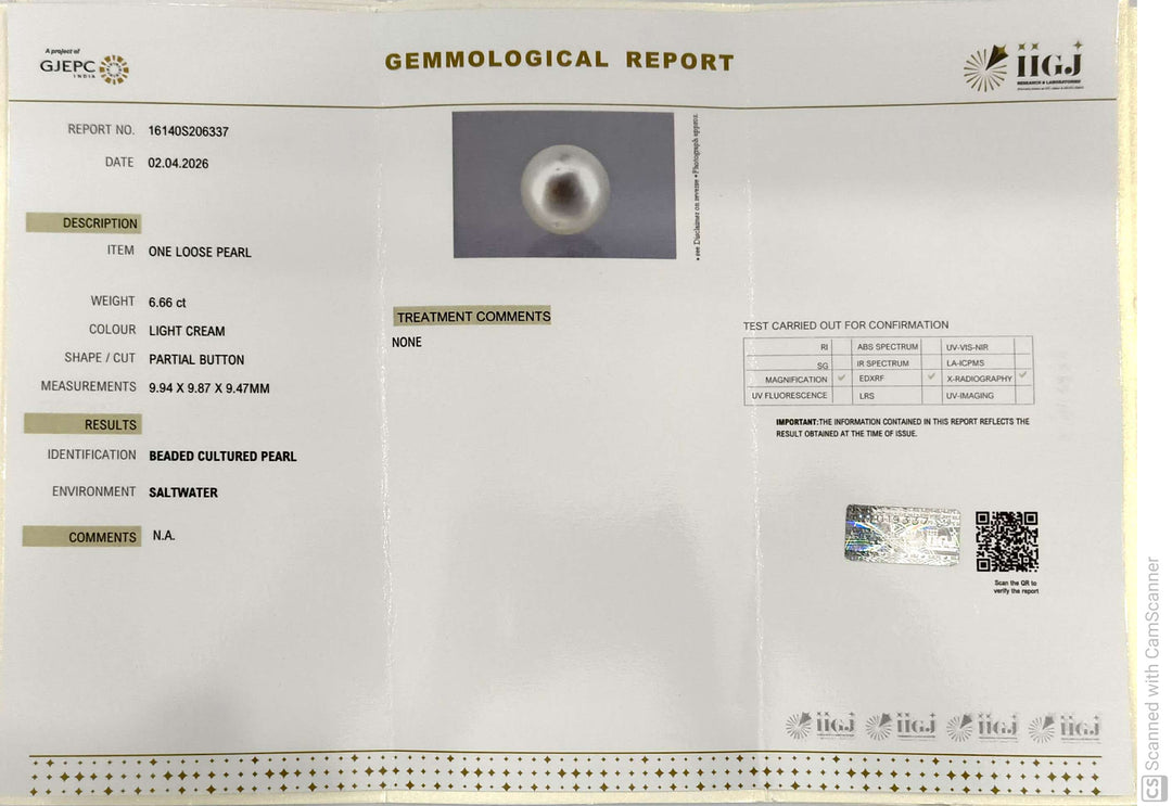 6.66/CT Natural South Sea Pearl With Lab Certificate-16140S206337