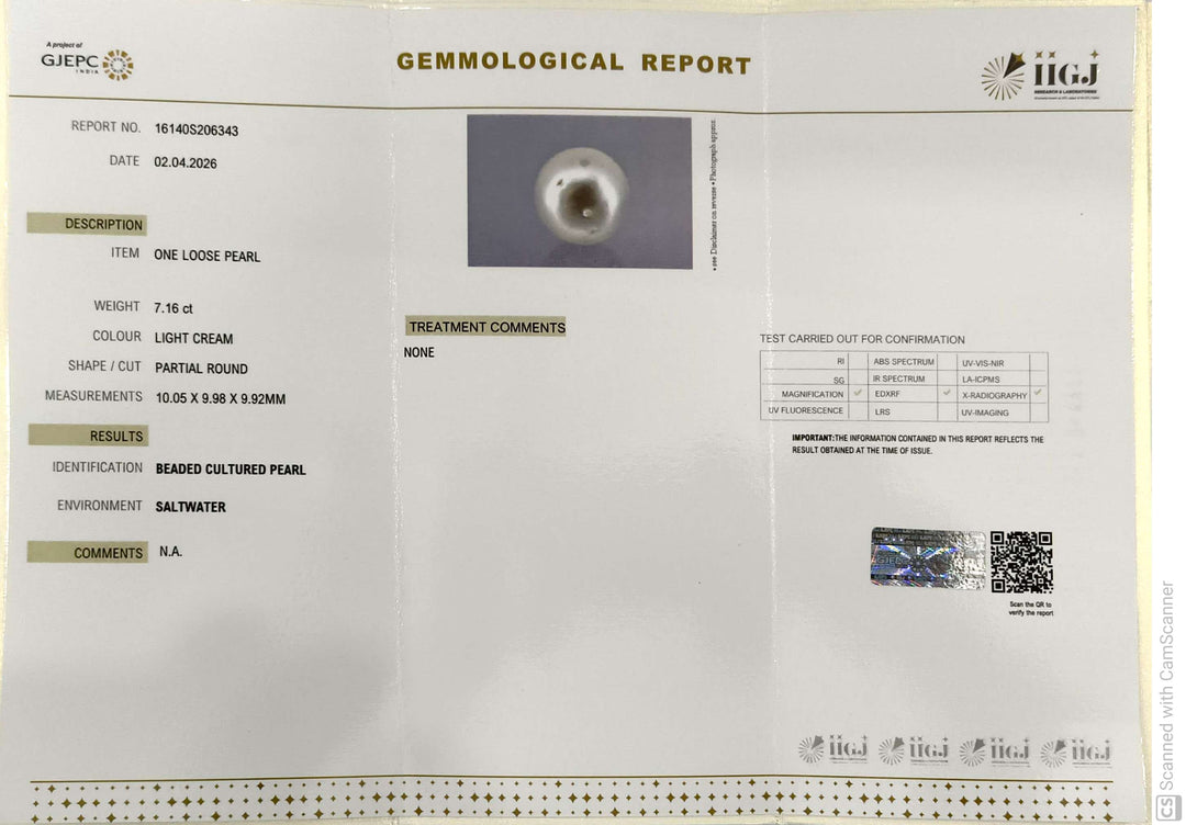 7.16/CT Natural South Sea Pearl With Lab Certificate-16140S206343