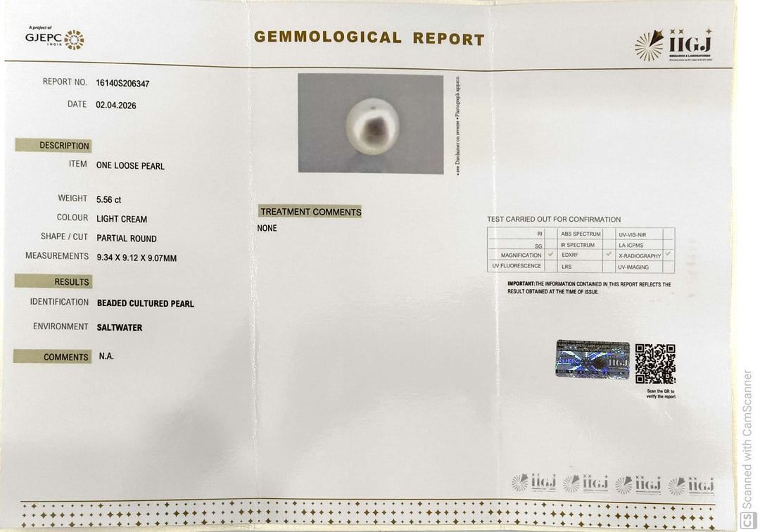 5.56/CT Natural South Sea Pearl With Lab Certificate-16140S206347