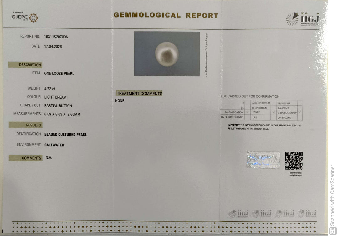 4.72/CT Natural South Sea Pearl With Lab Certificate-16311S207006