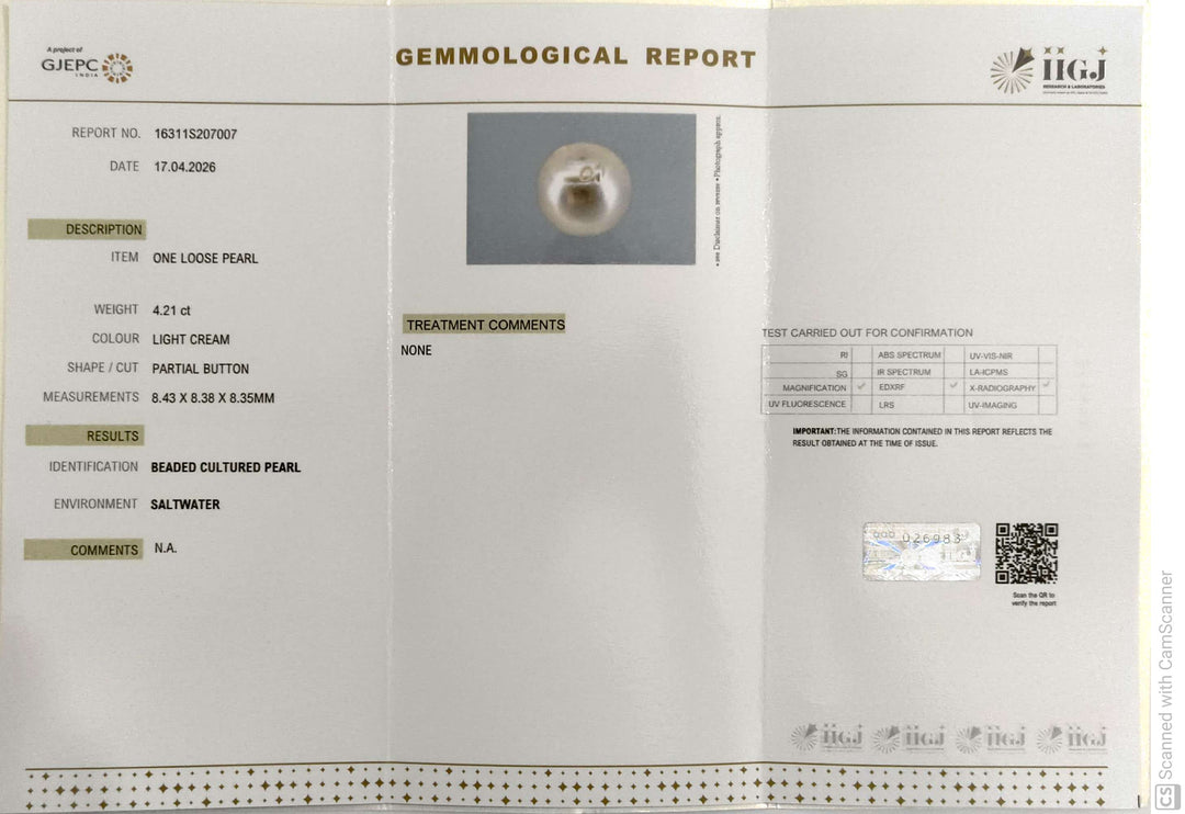4.21/CT Natural South Sea Pearl With Lab Certificate-16311S207007