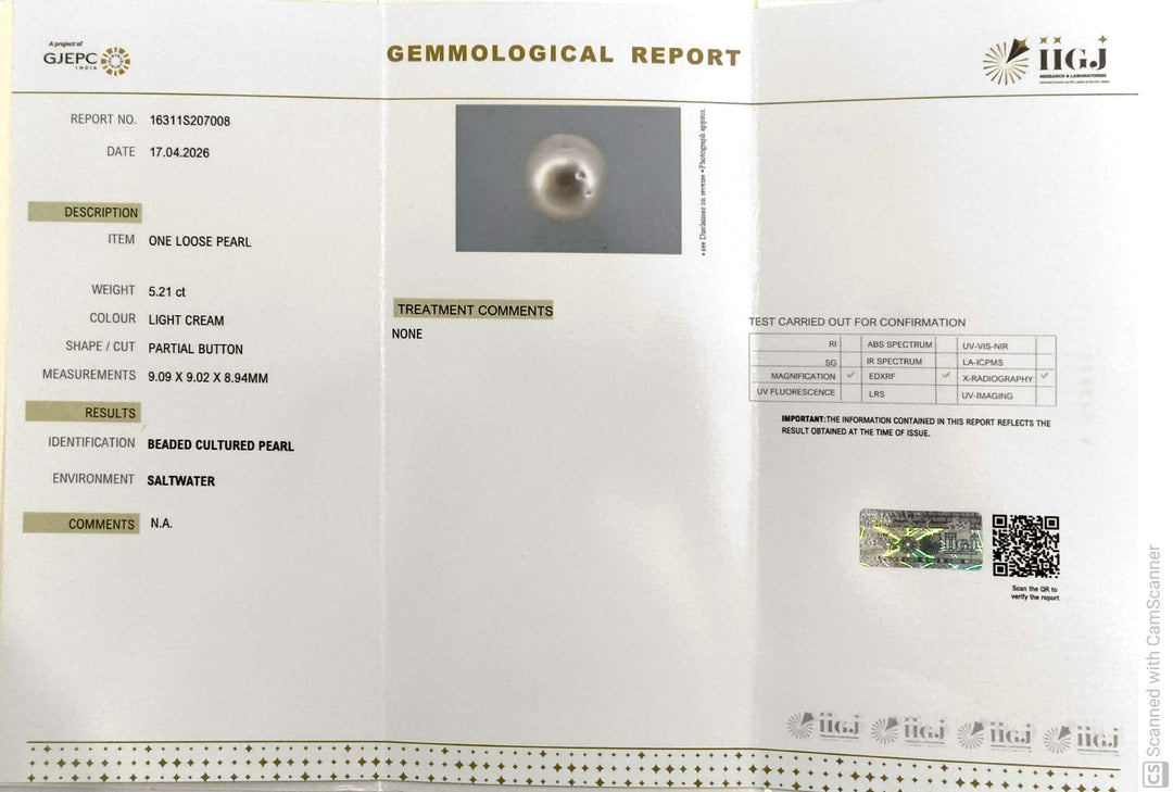 5.21/CT Natural South Sea Pearl With Lab Certificate-16311S207008