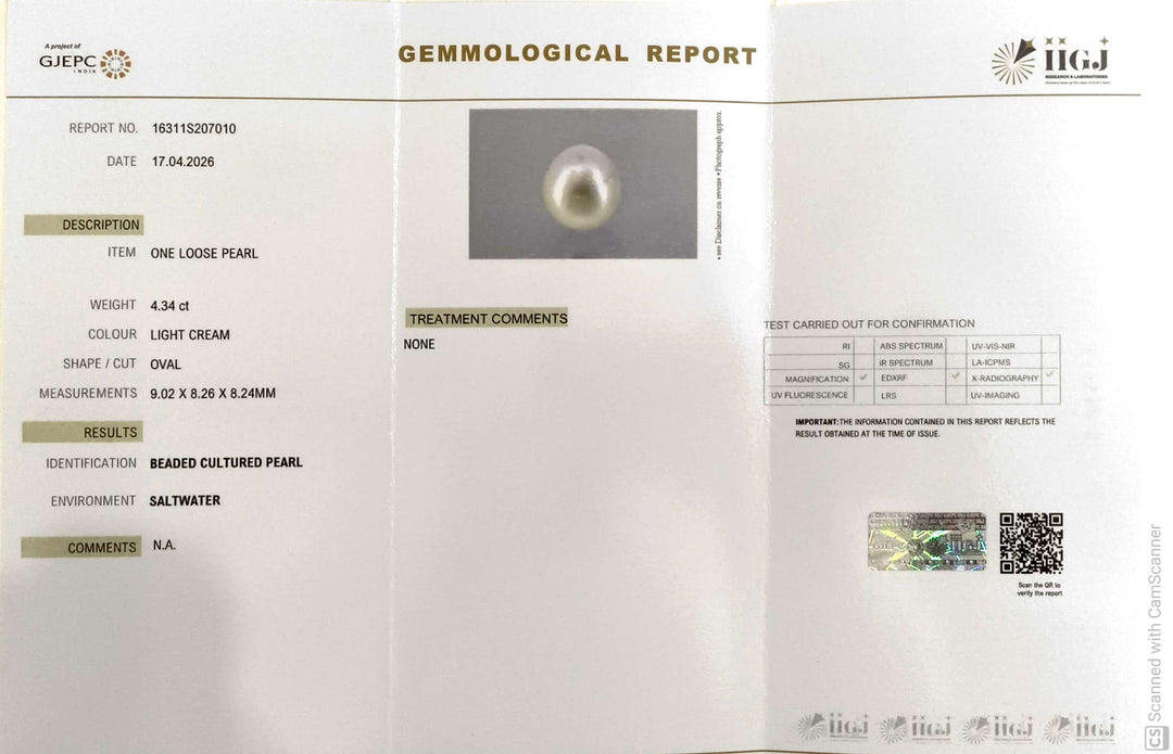 4.34/CT Natural South Sea Pearl With Lab Certificate-16311S207010
