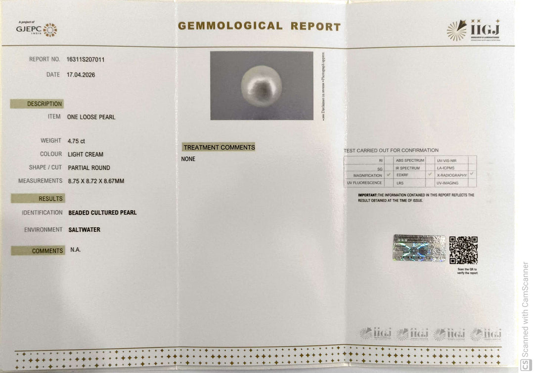 4.75/CT Natural South Sea Pearl With Lab Certificate-16311S207011