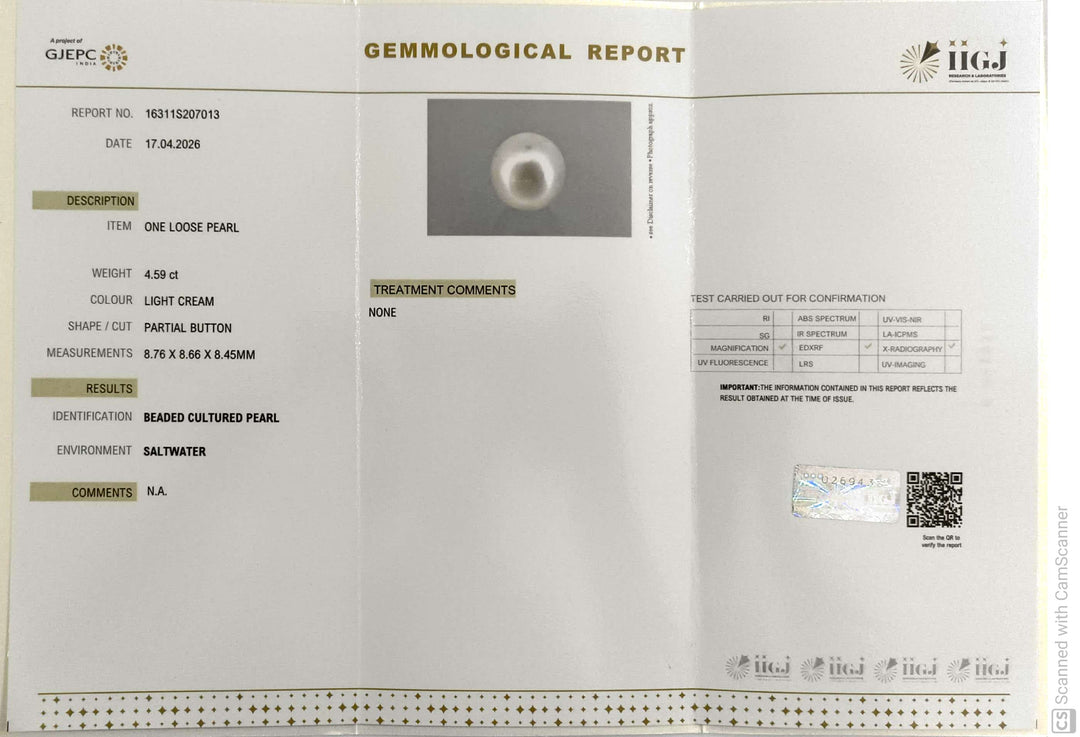 4.59/CT Natural South Sea Pearl With Lab Certificate-16311S207013
