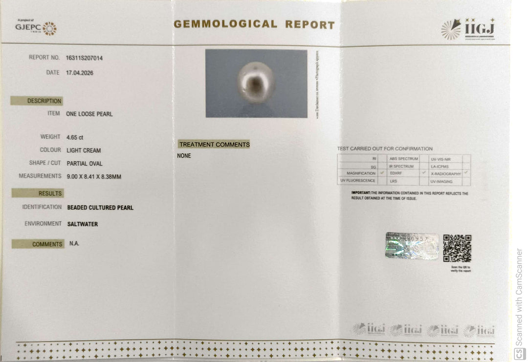 4.65/CT Natural South Sea Pearl With Lab Certificate-16311S207014