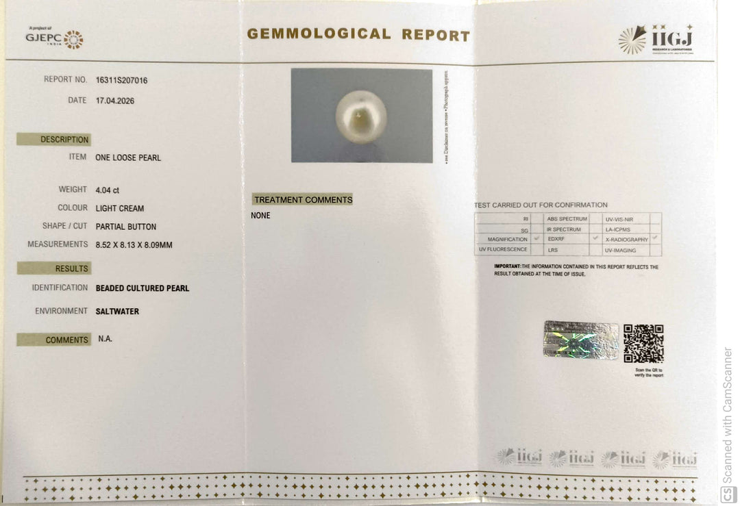 4.04/CT Natural South Sea Pearl With Lab Certificate-16311S207016