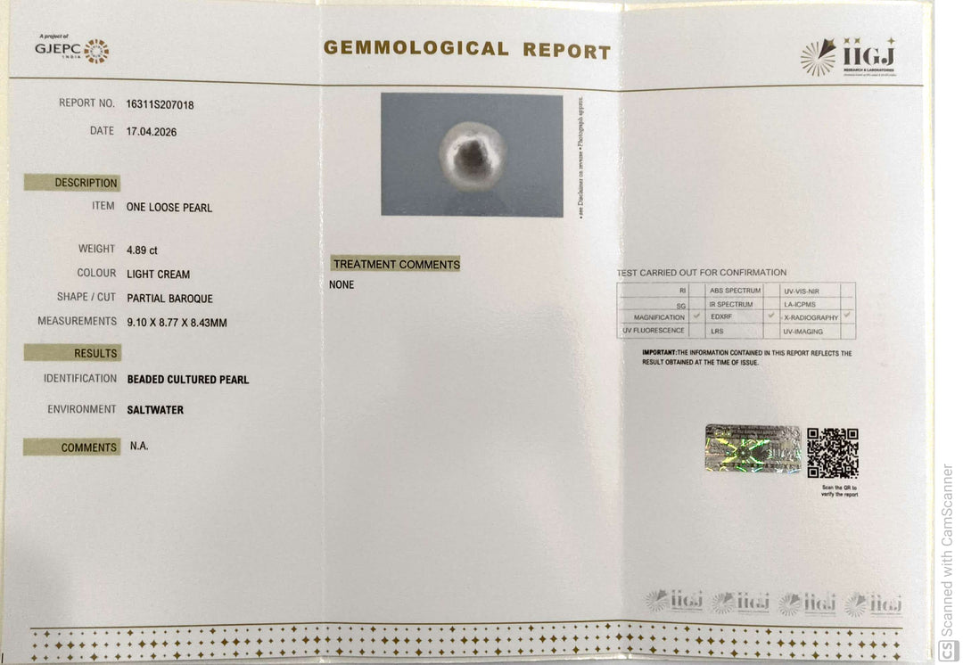 4.89/CT Natural South Sea Pearl With Lab Certificate-16311S207018