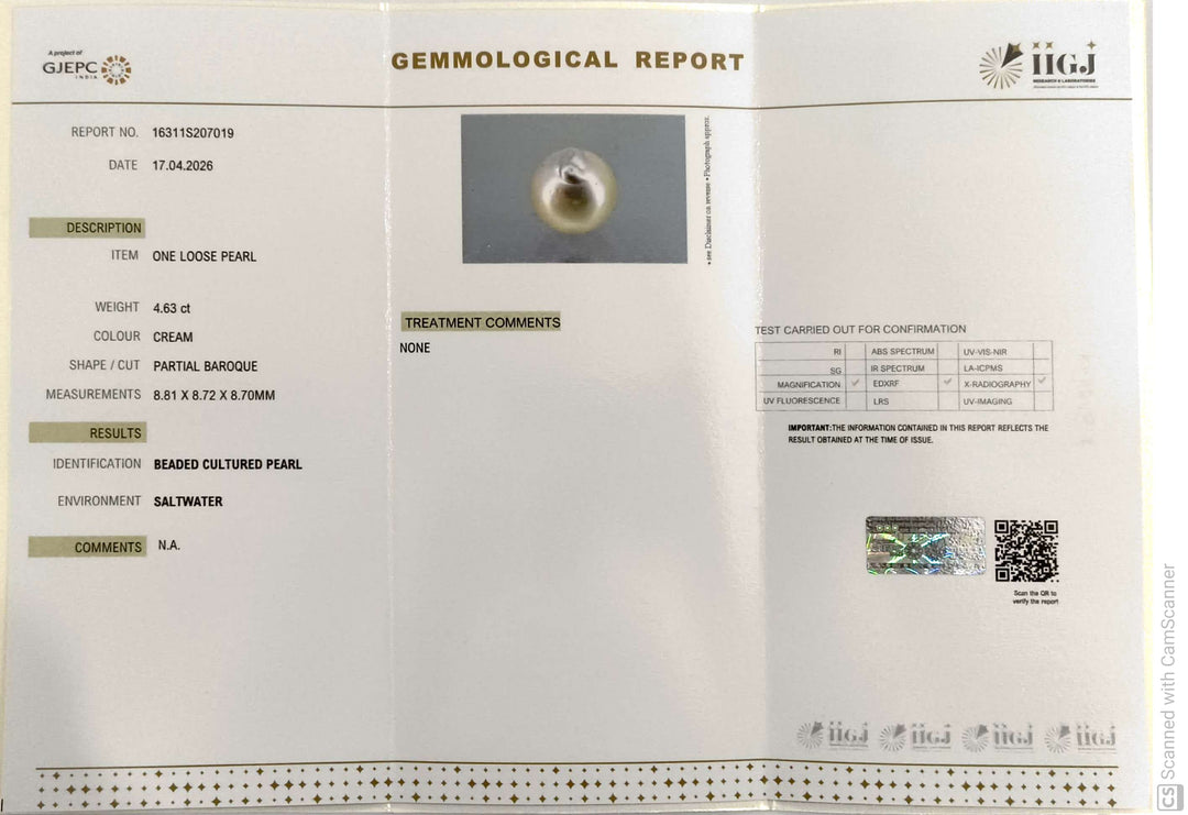 4.63/CT Natural South Sea Pearl With Lab Certificate-16311S207019