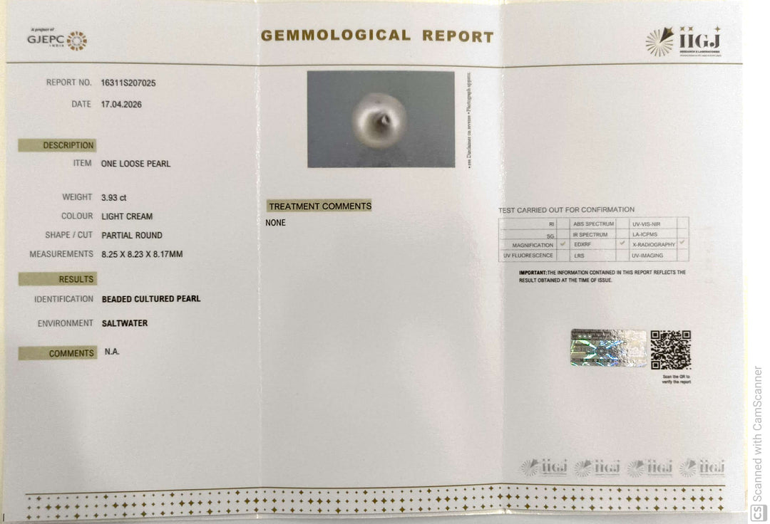 3.93/CT Natural South Sea Pearl With Lab Certificate-16311S207025