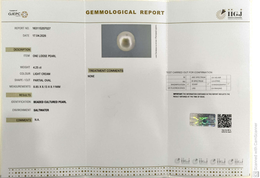 4.25/CT Natural South Sea Pearl With Lab Certificate-16311S207027