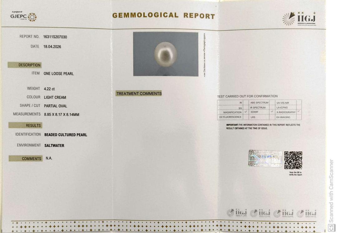 4.22/CT Natural South Sea Pearl With Lab Certificate-16311S207030