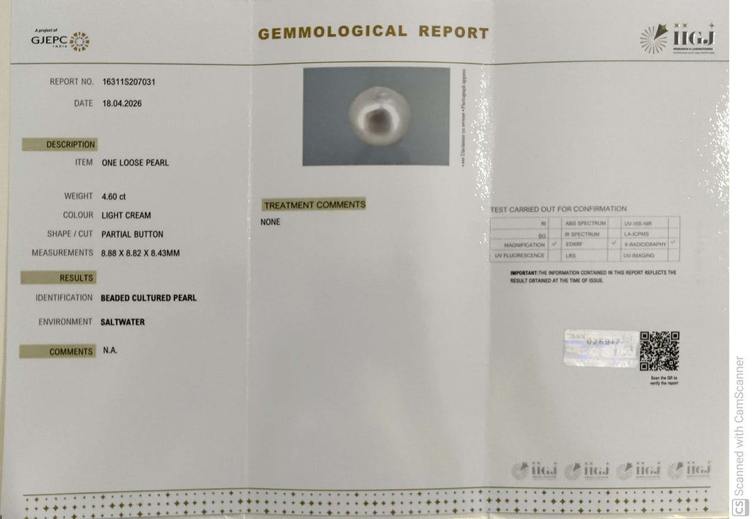 4.6/CT Natural South Sea Pearl With Lab Certificate-16311S207031