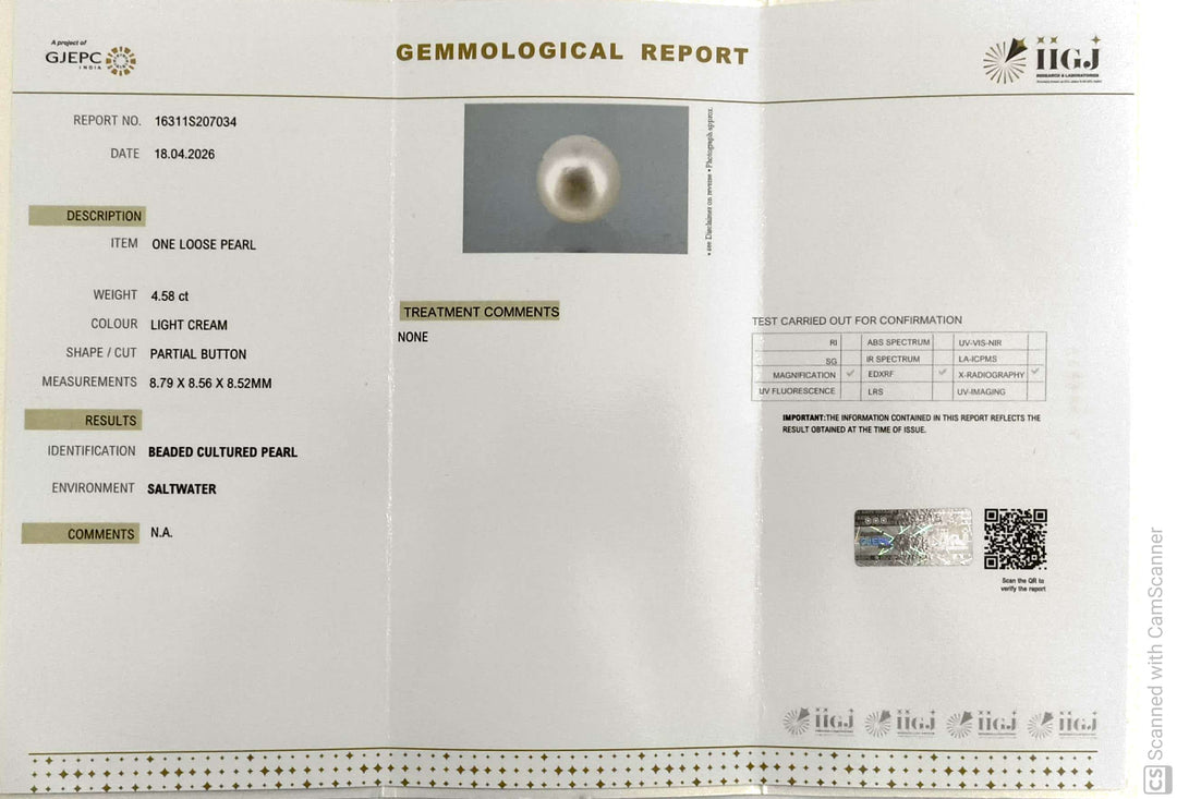 4.58/CT Natural South Sea Pearl With Lab Certificate-16311S207034