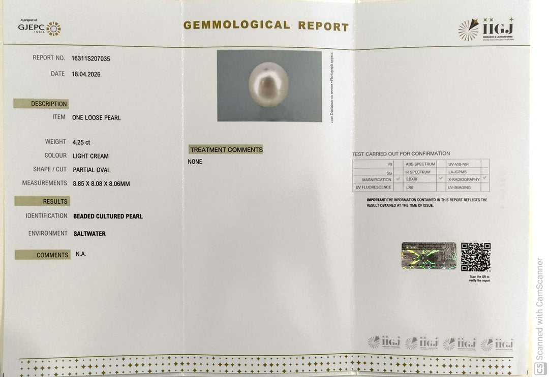 4.25/CT Natural South Sea Pearl With Lab Certificate-16311S207035