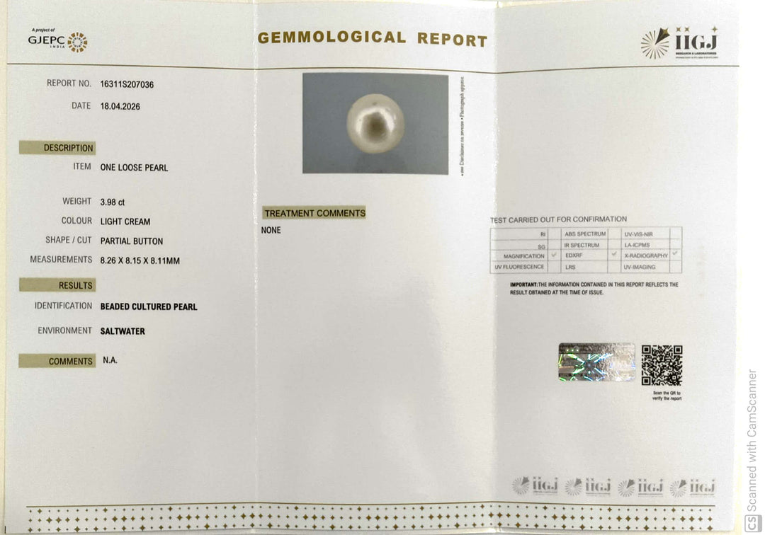 3.98/CT Natural South Sea Pearl With Lab Certificate-16311S207036