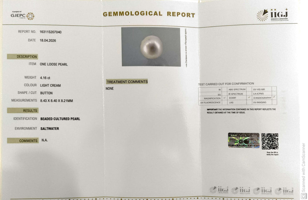 4.16/CT Natural South Sea Pearl With Lab Certificate-16311S207040
