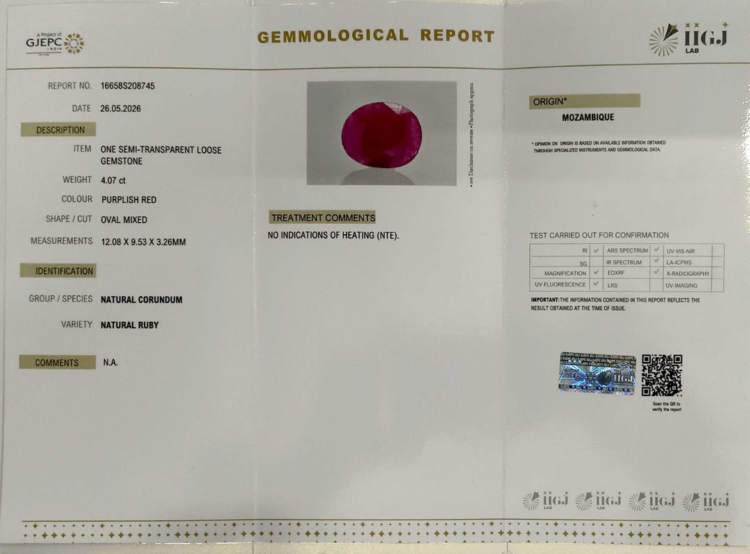 4.07/CT Natural Ruby Stone with Govt. Lab Certificate-16658S208745