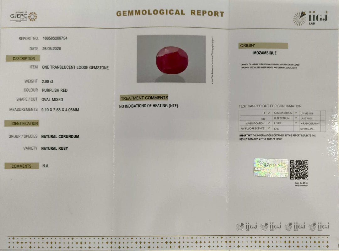 2.98/CT Natural Ruby Stone with Govt. Lab Certificate-16658S208754