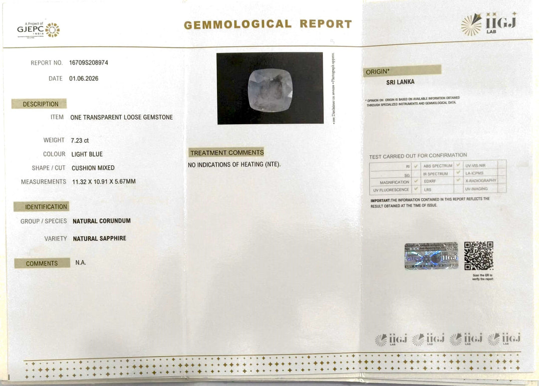 7.23/CT Natural Blue Sapphire with Govt Lab Certificate-16709S208974