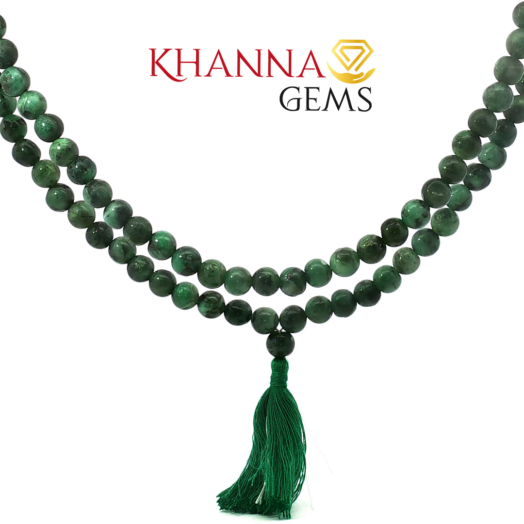 NATURAL EMERALD MALA (DARK)