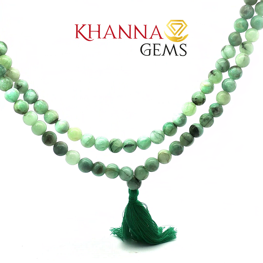 NATURAL EMERALD MALA (LIGHT)