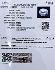 8.79/CT Natural Zircon with Govt. Lab certificate (3441)