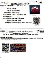 7.52/CT Natural Neo Burma Ruby with Govt. Lab Certificate (5661)