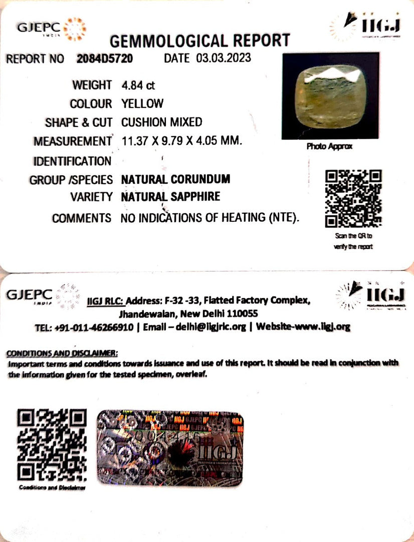 4.84/CT Natural Ceylonese Pukhraj with Govt Lab Certificate-(6771)