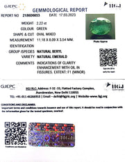 2.22/CT Natural Panna Stone with Govt. Lab Certificate (16650)