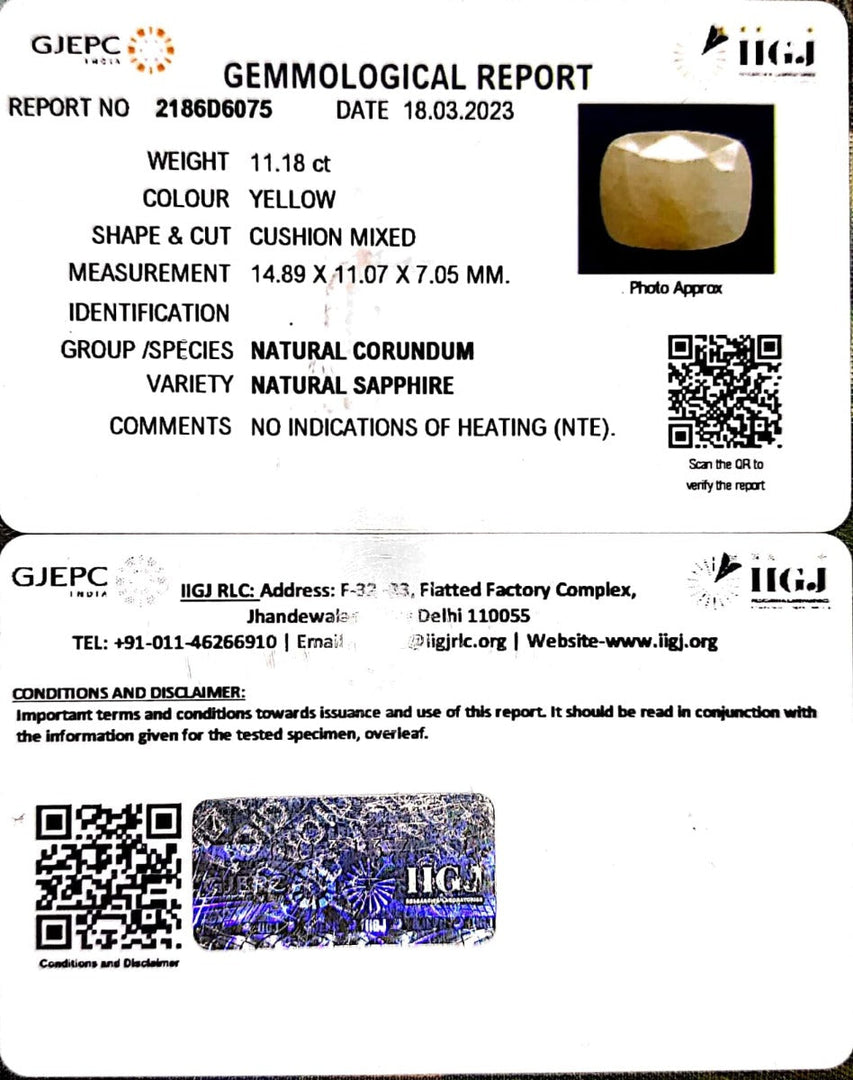 11.18/CT Natural Ceylonese Pukhraj with Govt Lab Certificate-4551