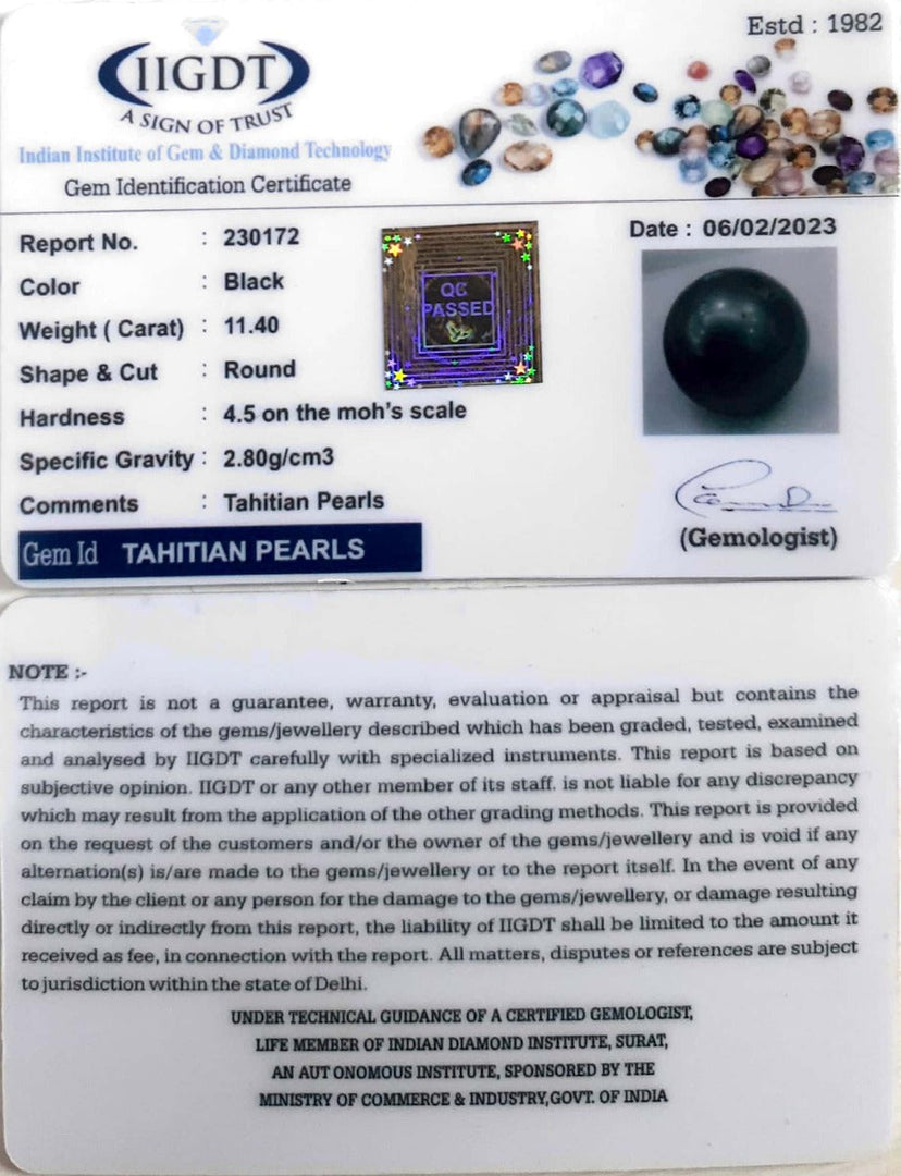 11.40/CT Natural Tahitian Pearl With Lab Certificate-(1332)