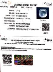 1.10/CT Natural White Sapphire with Govt Lab Certificate-2361D7045