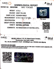 4.78/CT Natural Ceylonese Pukhraj with Govt Lab Certificate-YELSA9V