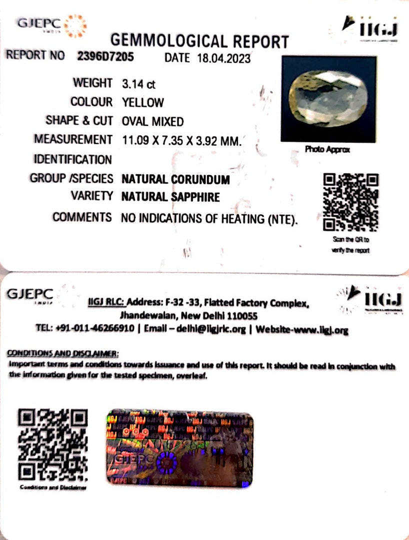 3.14/CT Natural Ceylonese Pukhraj with Govt Lab Certificate-YELSA9W
