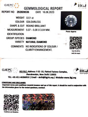 0.51/Cents Natural Diamond With Govt. Lab Certificate (120000)