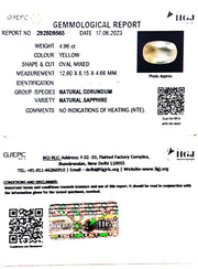 4.96/CT Natural Ceylonese Pukhraj with Govt Lab Certificate (8991)