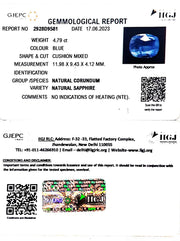 4.79/CT Natural Blue Sapphire with Govt Lab Certificate (8991)