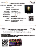 Load image into Gallery viewer, 4.94/CT Natural Chrysoberyl Cat&#39;s Eye With Govt. Lab Certificate (6771)
