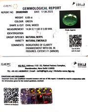 6.69/CT Natural Panna Stone with Govt. Lab Certificate (16650)