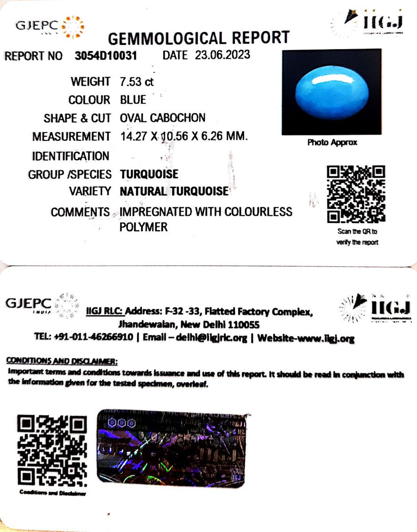 7.53/CT Natural Govt. Lab Certified Turquoise (832)