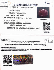 3.90/CT Natural Mozambique Ruby with Govt. Lab Certificate-RUBY9X